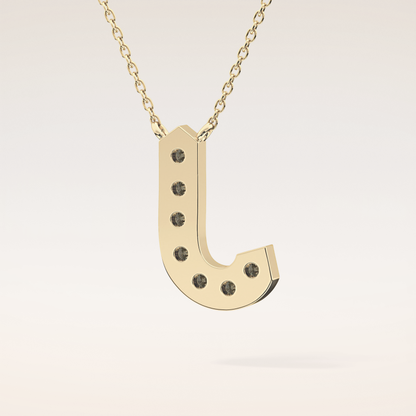 0.356 TCW Round Cut Moissanite J Initial Pendant Necklace