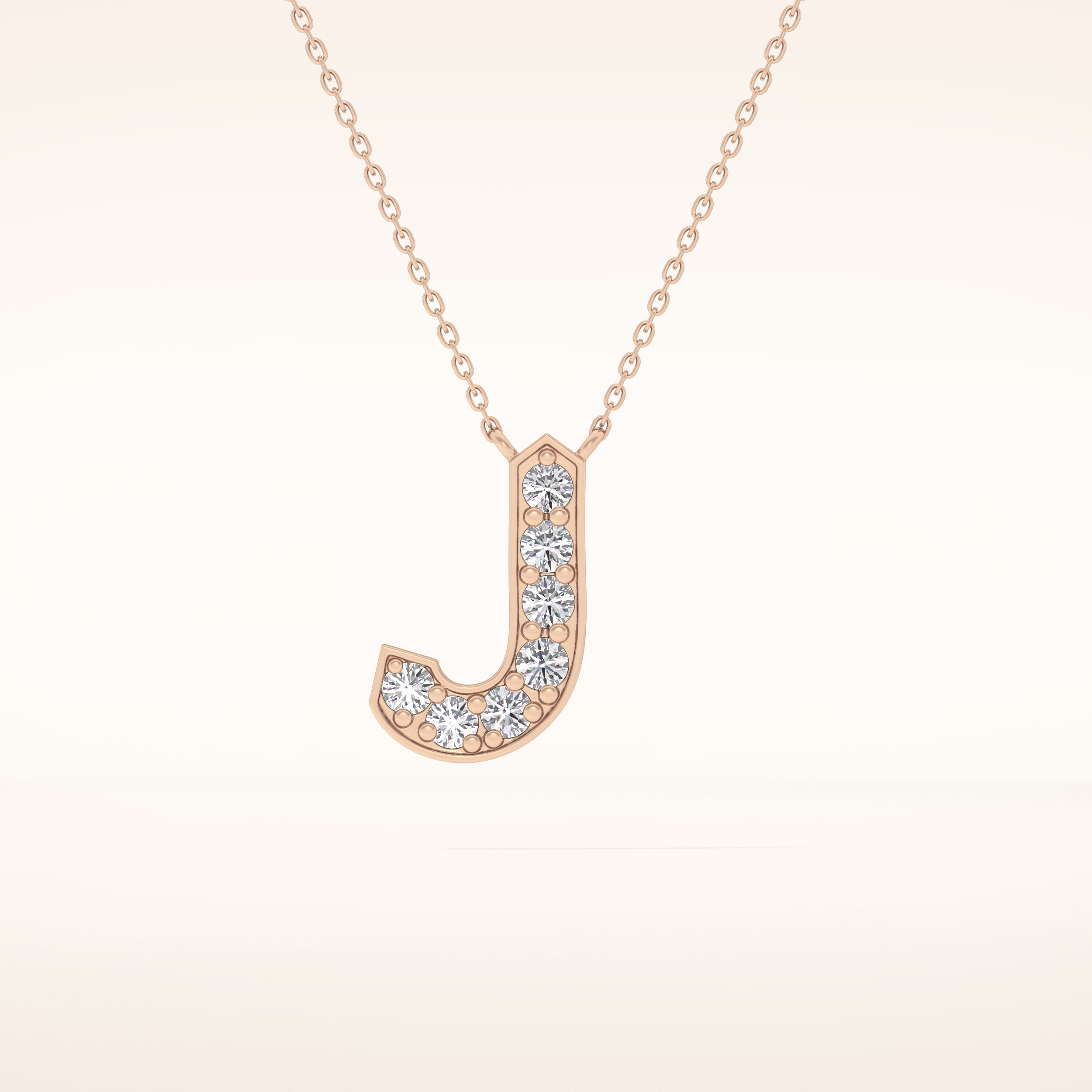 0.356 TCW Round Cut Moissanite J Initial Pendant Necklace