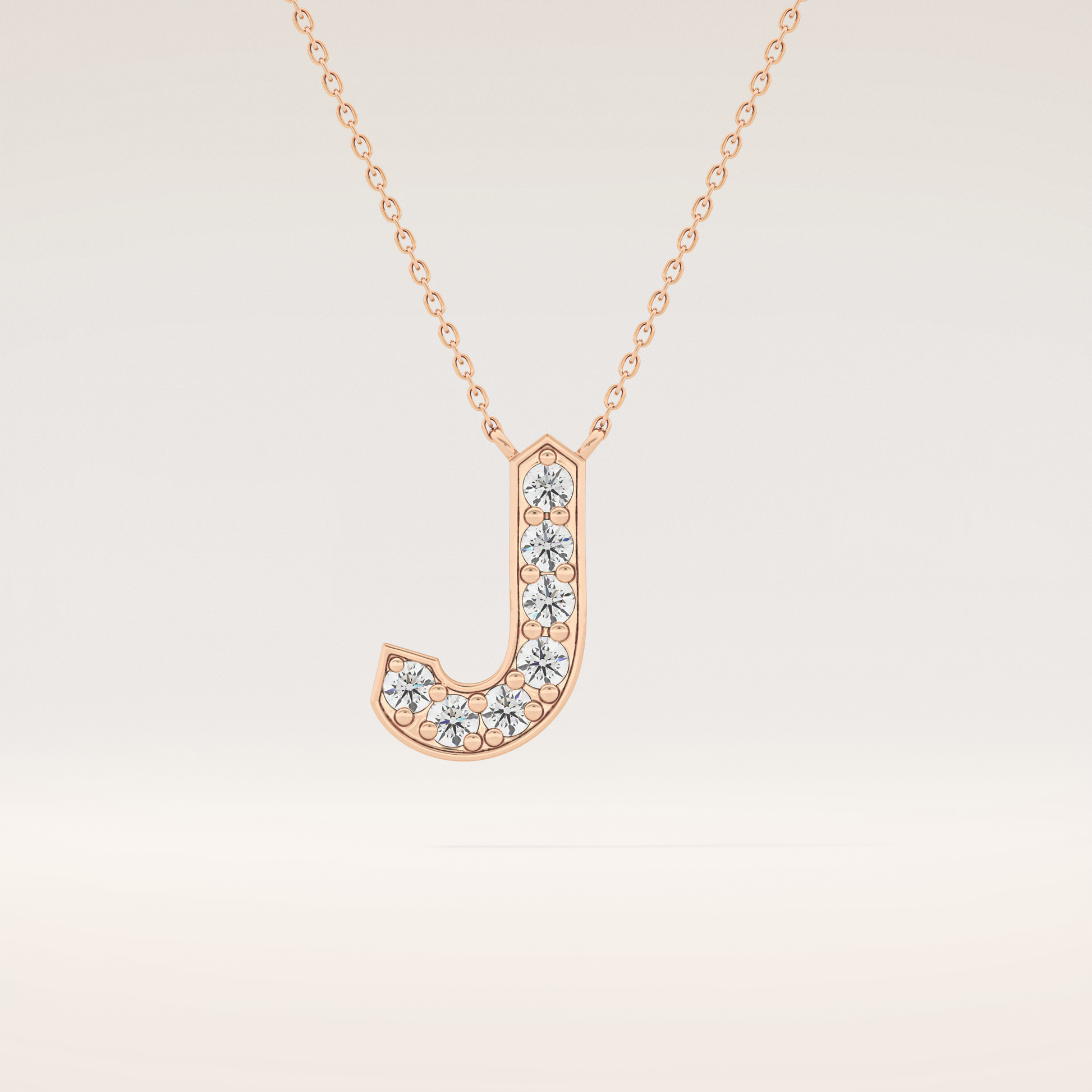 0.356 TCW Round Cut Moissanite J Initial Pendant Necklace