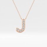 0.356 TCW Round Lab Grown Diamond J Initial Pendant Necklace