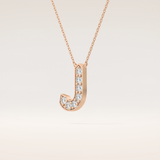 0.356 TCW Round Cut Moissanite J Initial Pendant Necklace