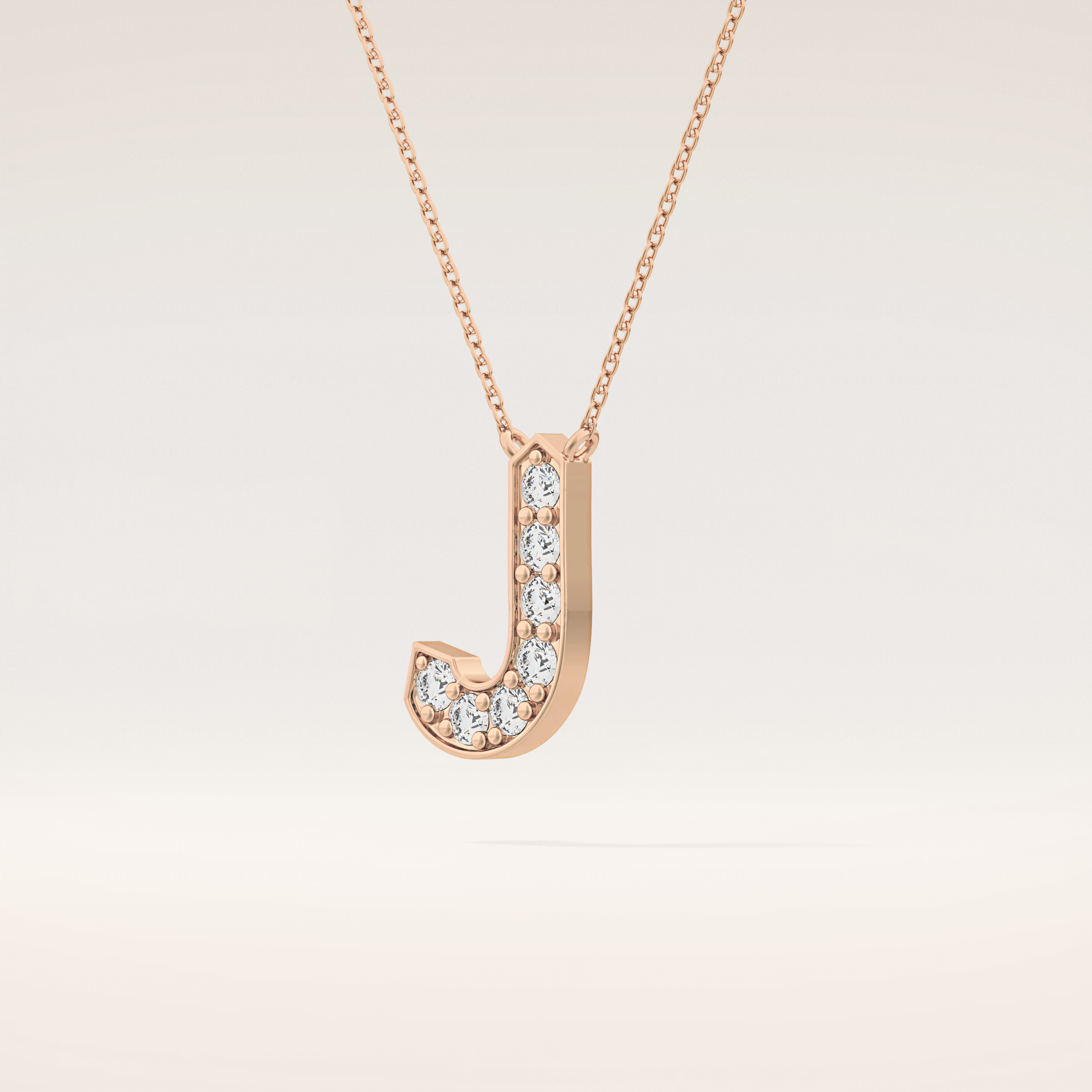 0.356 TCW Round Cut Moissanite J Initial Pendant Necklace