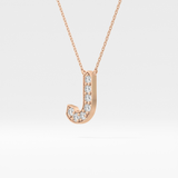 0.356 TCW Round Lab Grown Diamond J Initial Pendant Necklace