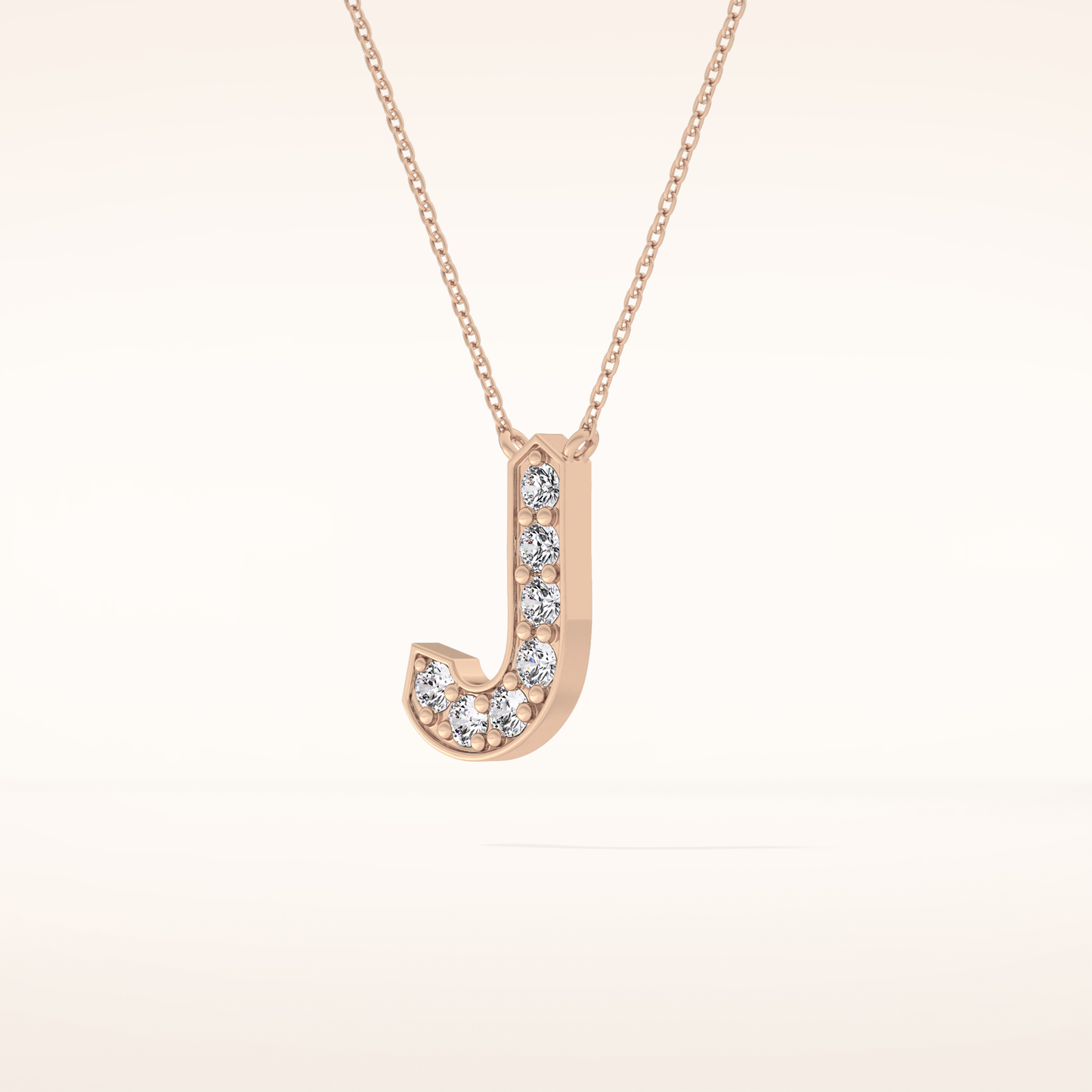 0.356 TCW Round Cut Moissanite J Initial Pendant Necklace