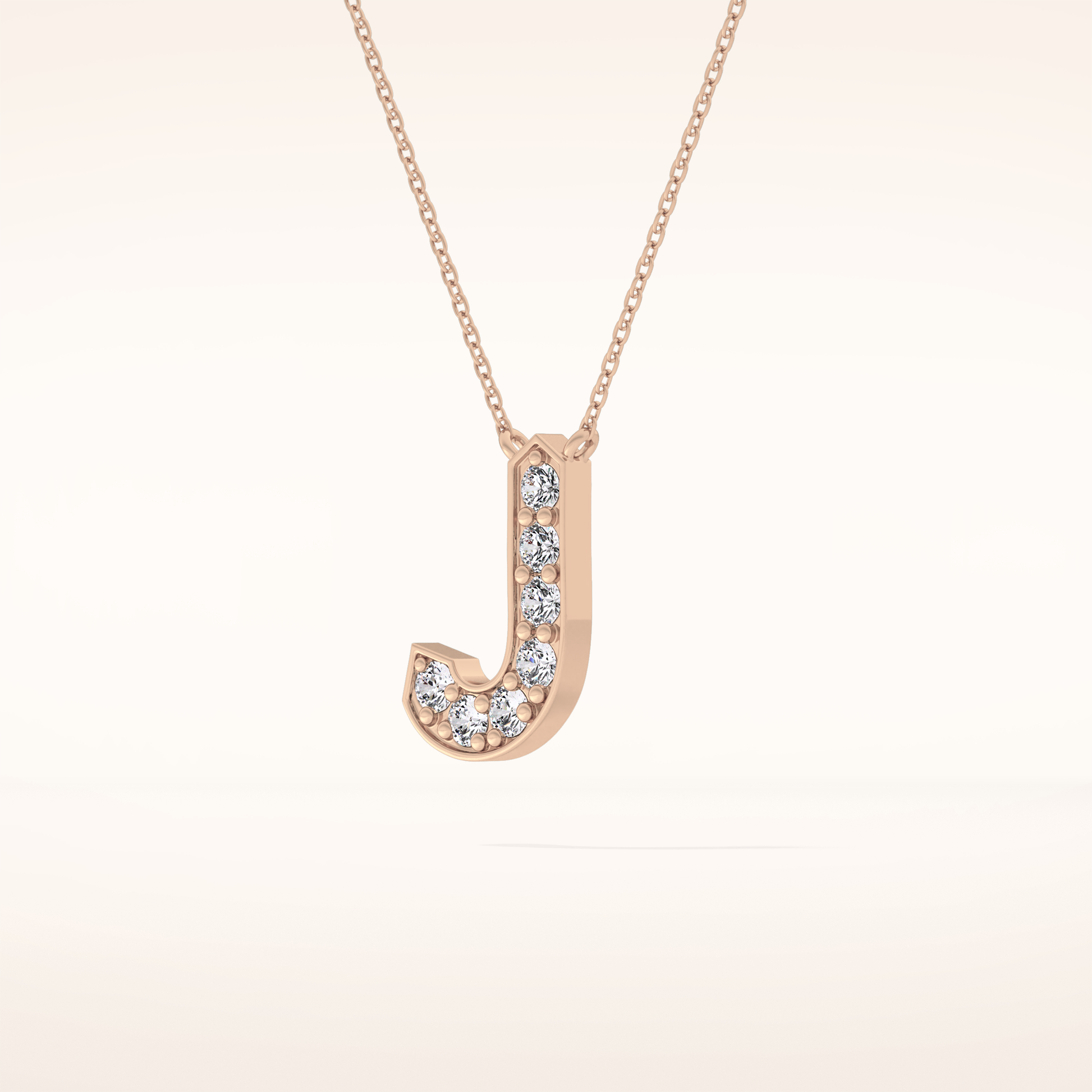 0.356 TCW Round Cut Moissanite J Initial Pendant Necklace