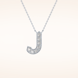0.356 TCW Round Cut Moissanite J Initial Pendant Necklace