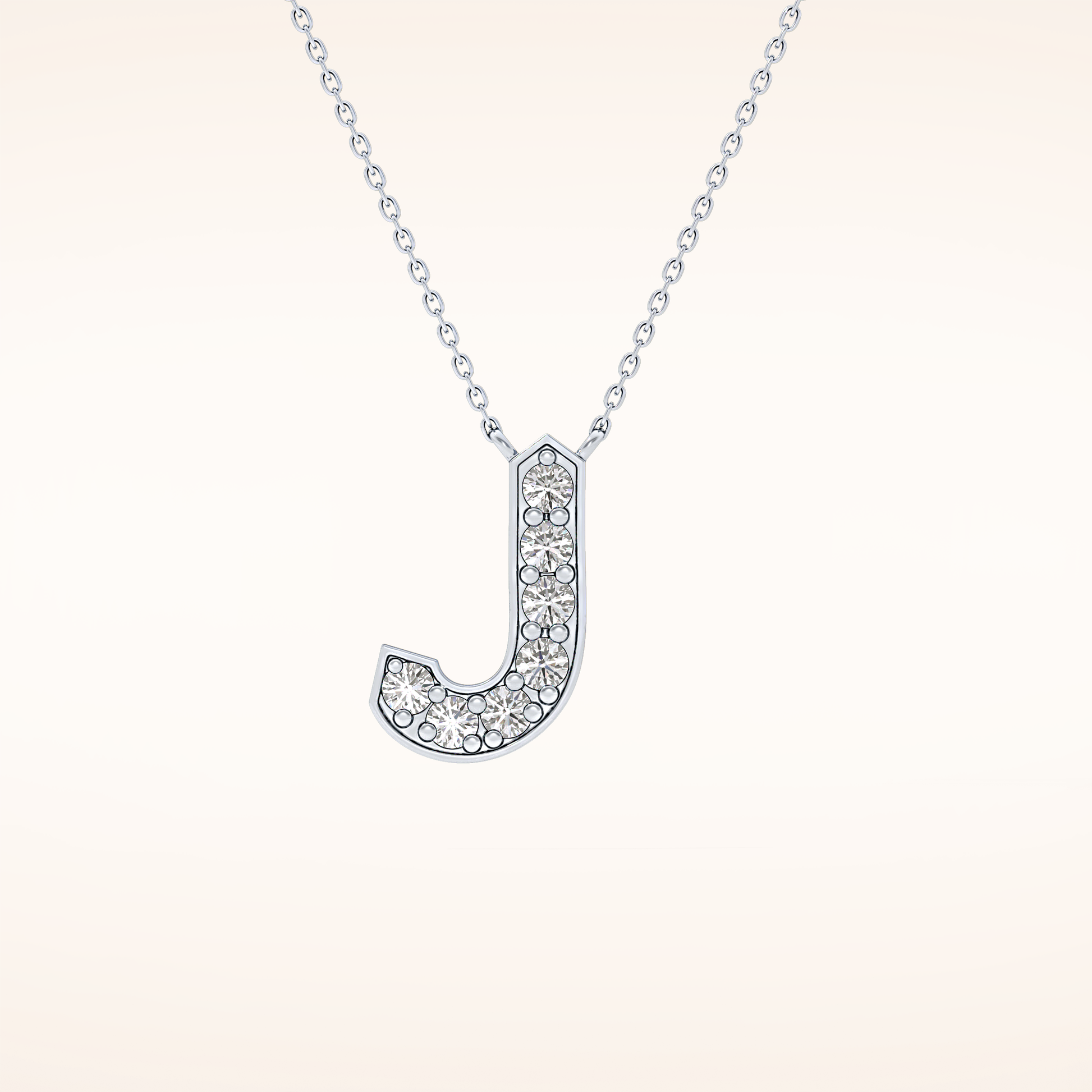 0.356 TCW Round Cut Moissanite J Initial Pendant Necklace