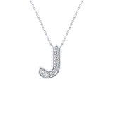 0.356 TCW Round Lab Grown Diamond J Initial Pendant Necklace
