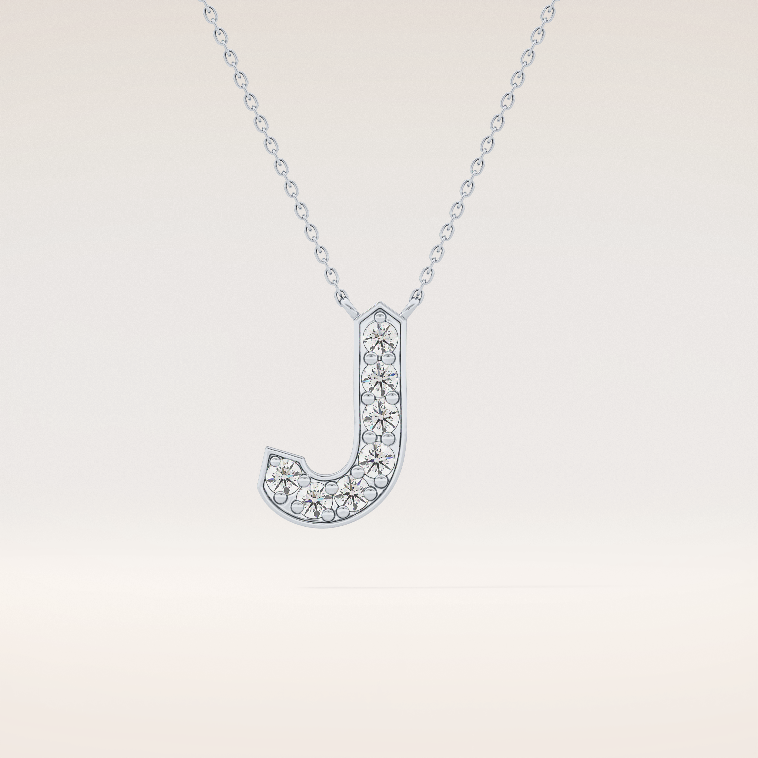 0.356 TCW Round Cut Moissanite J Initial Pendant Necklace