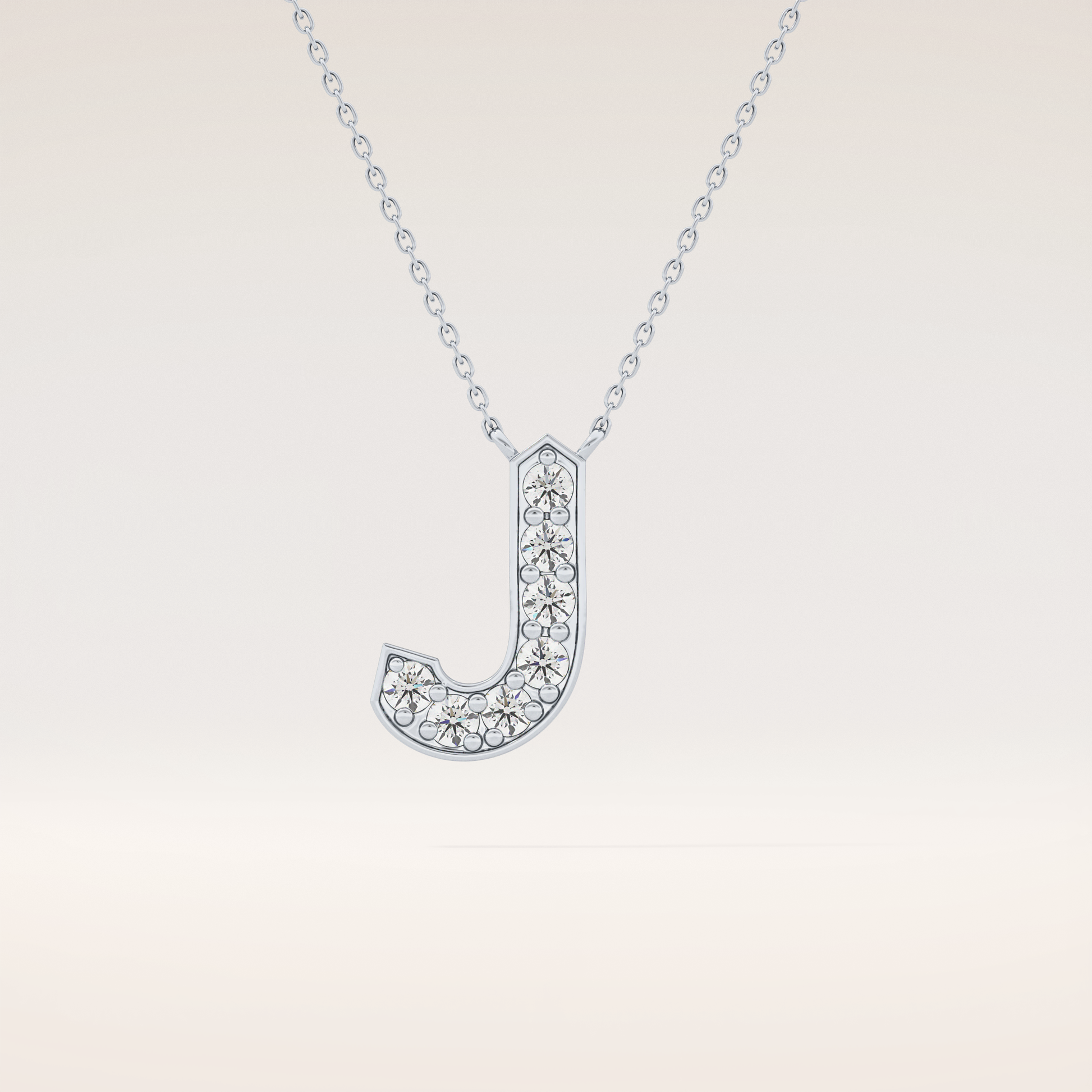 0.356 TCW Round Cut Moissanite J Initial Pendant Necklace