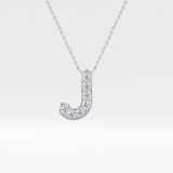 0.356 TCW Round Lab Grown Diamond J Initial Pendant Necklace