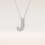 0.356 TCW Round Cut Moissanite J Initial Pendant Necklace