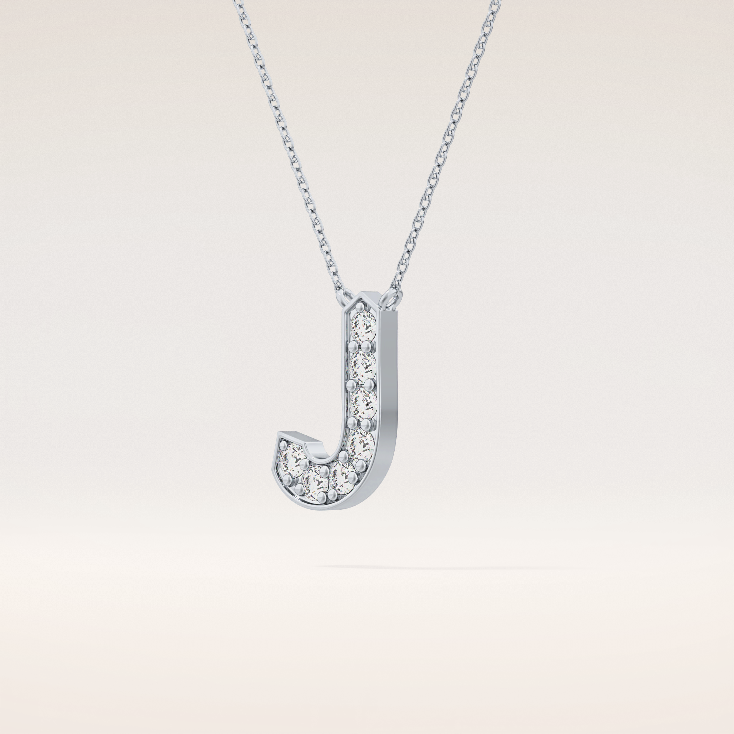 0.356 TCW Round Cut Moissanite J Initial Pendant Necklace