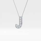 0.356 TCW Round Lab Grown Diamond J Initial Pendant Necklace