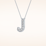 0.356 TCW Round Cut Moissanite J Initial Pendant Necklace