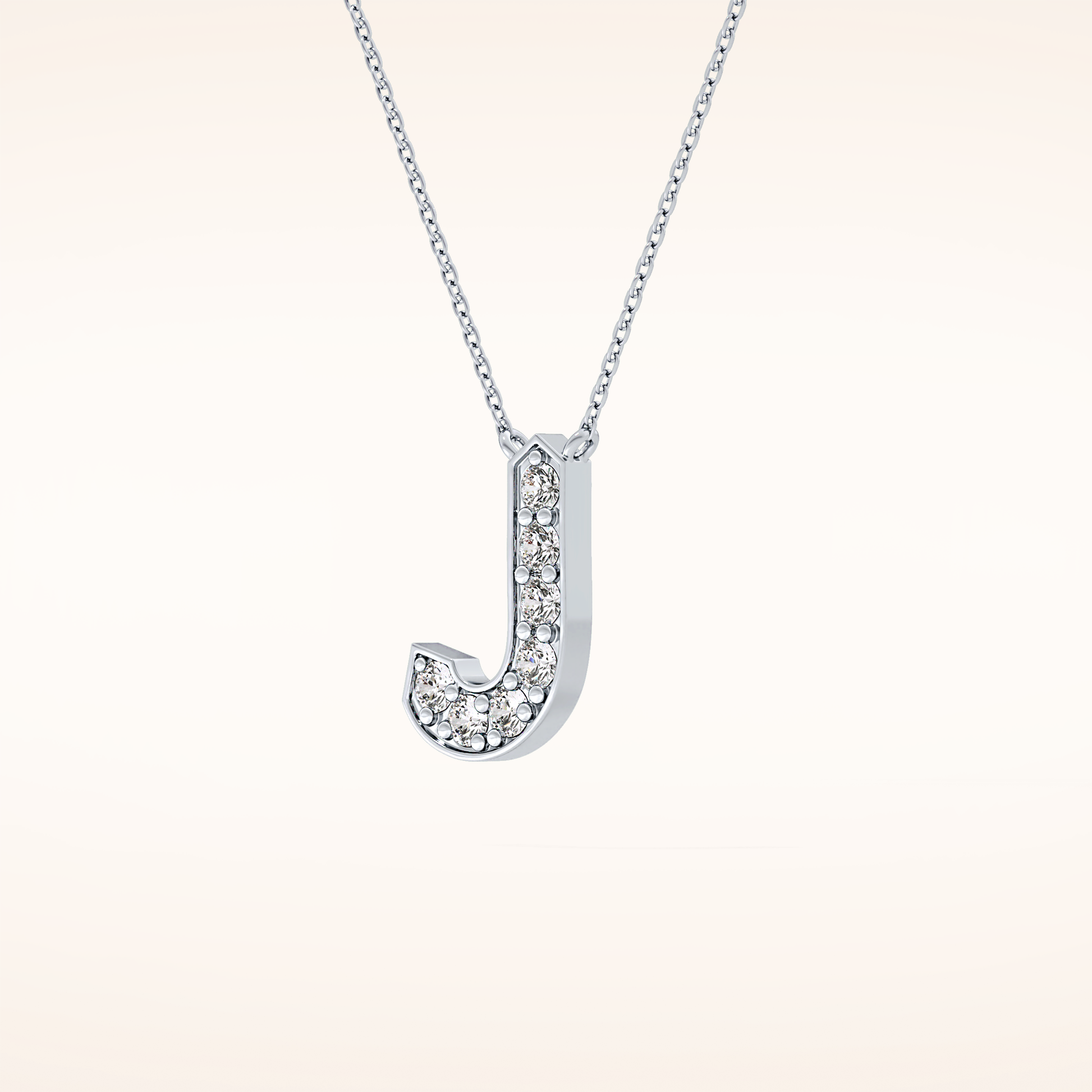 0.356 TCW Round Cut Moissanite J Initial Pendant Necklace