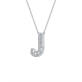 0.356 TCW Round Lab Grown Diamond J Initial Pendant Necklace