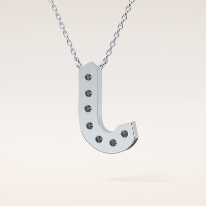 0.356 TCW Round Cut Moissanite J Initial Pendant Necklace