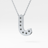 0.356 TCW Round Lab Grown Diamond J Initial Pendant Necklace