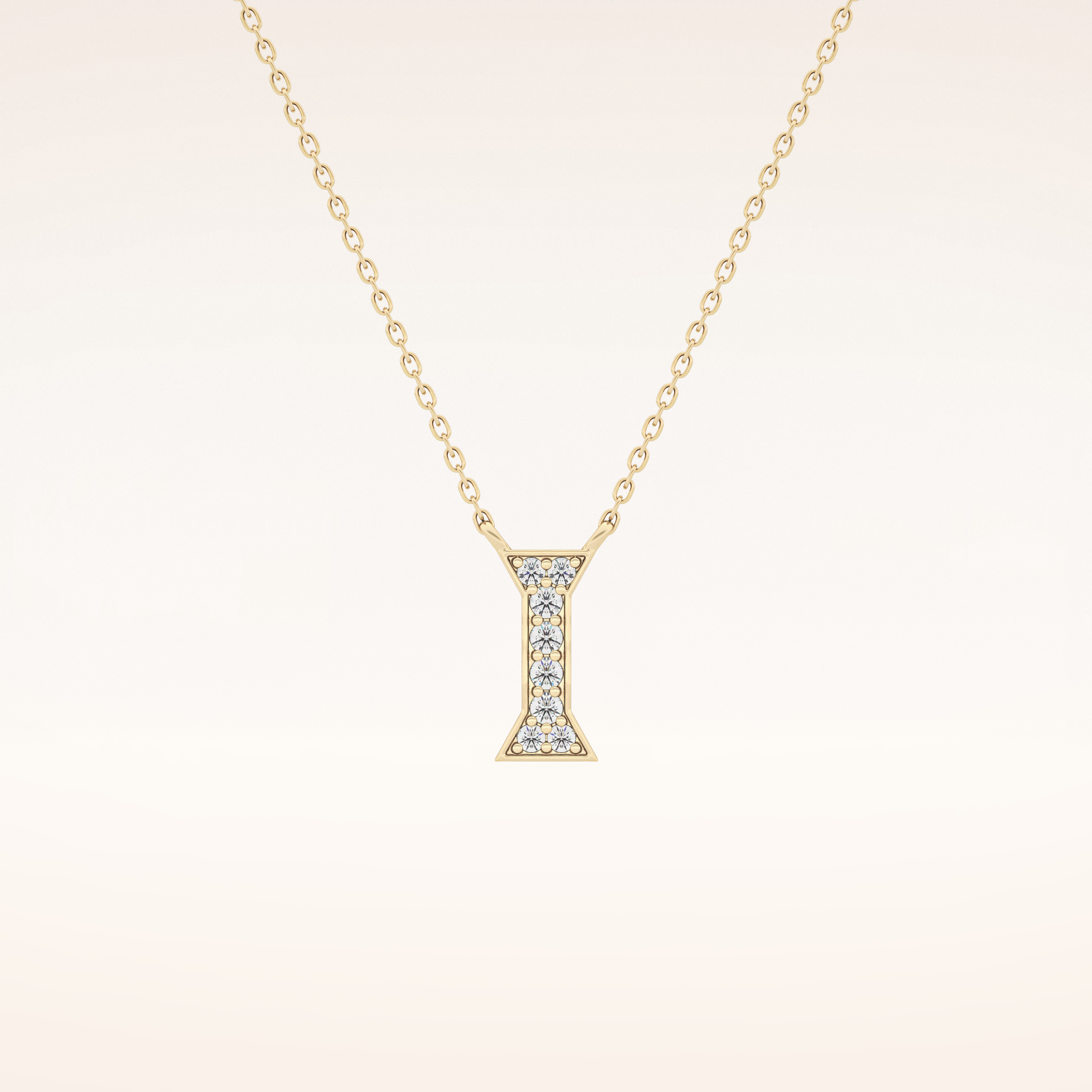 0.083 TCW Round Cut Moissanite I Initial Pendant Necklace