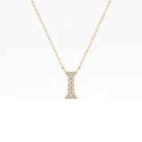 0.083 TCW Round Lab Grown Diamond I Initial Pendant Necklace