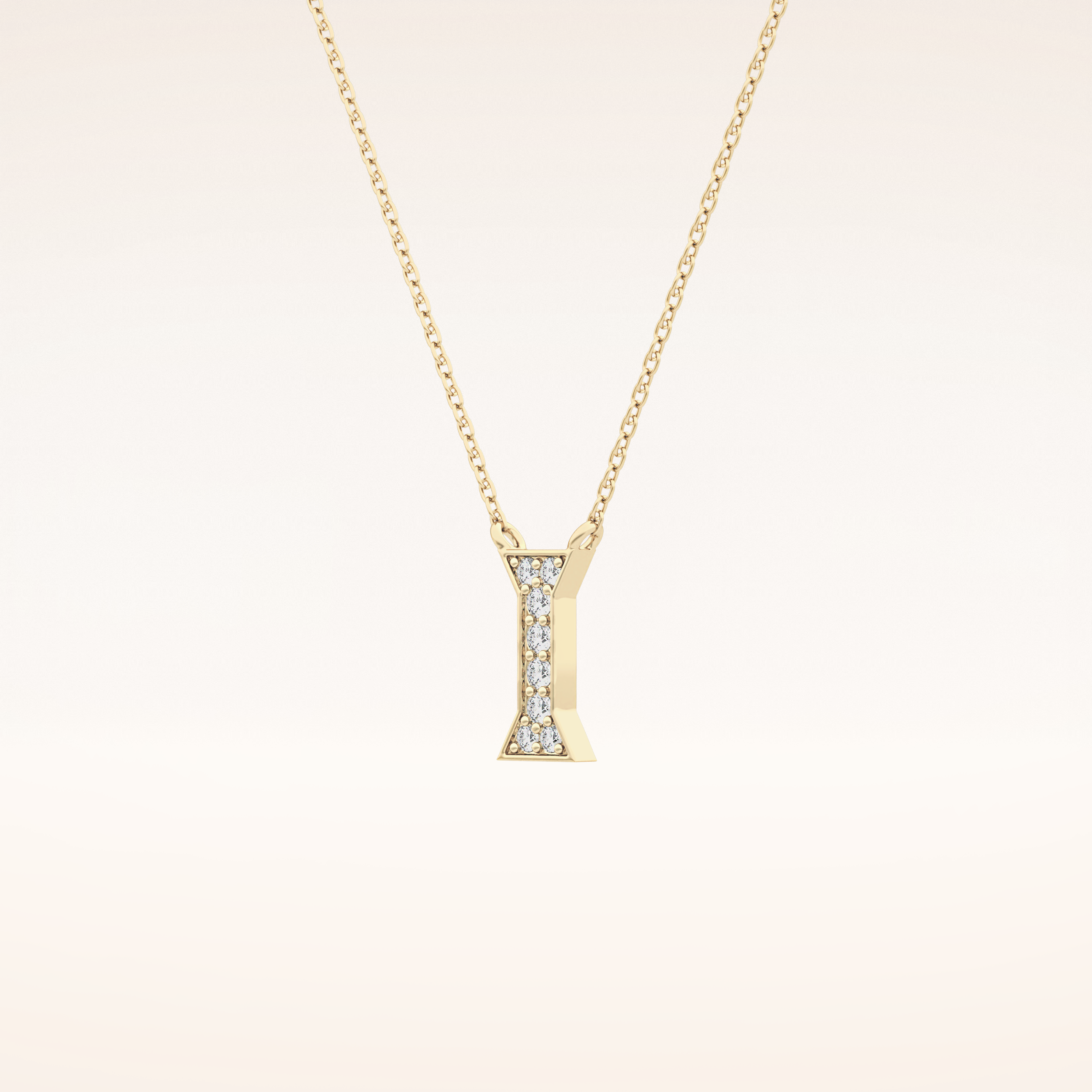 0.083 TCW Round Cut Moissanite I Initial Pendant Necklace