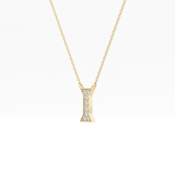 0.083 TCW Round Lab Grown Diamond I Initial Pendant Necklace