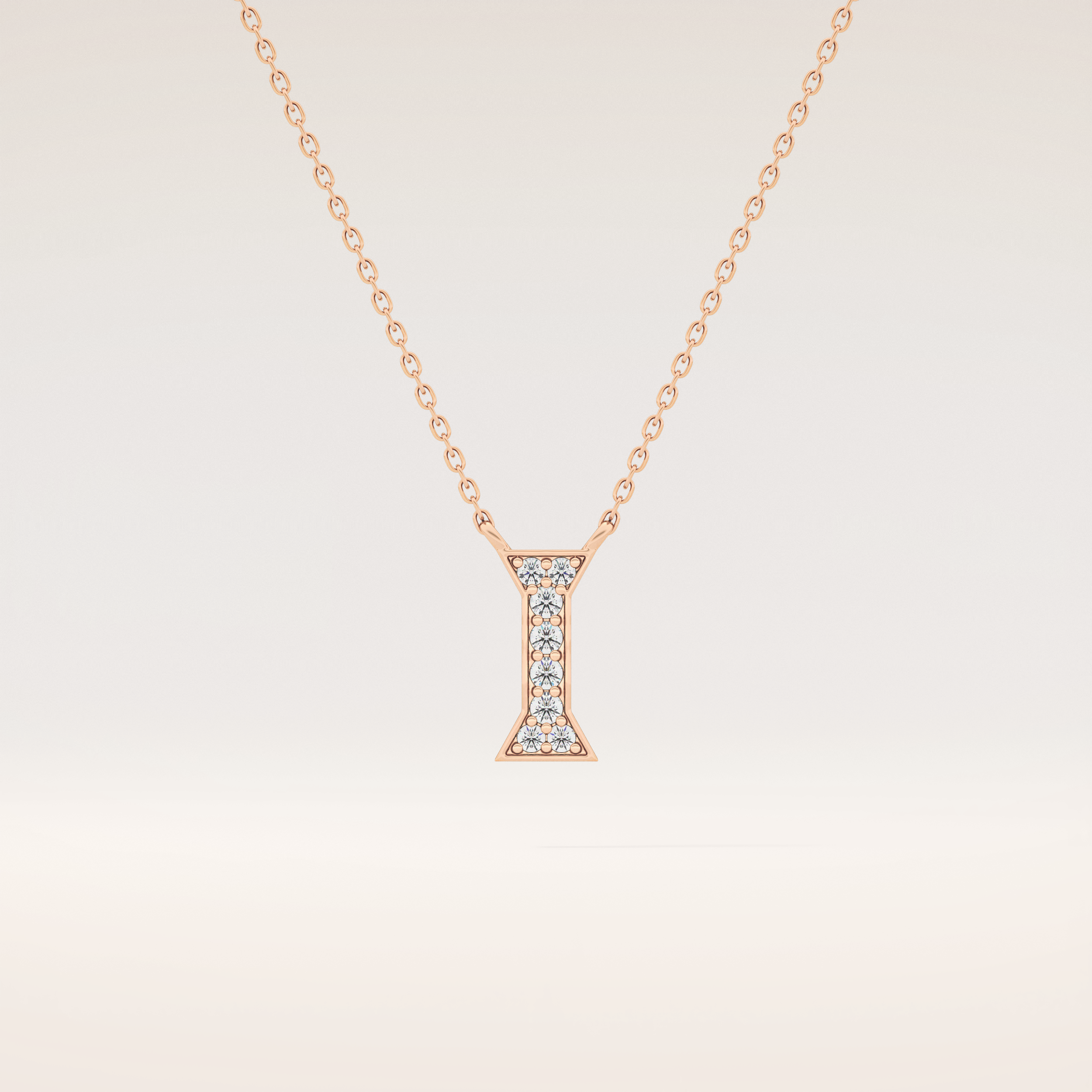 0.083 TCW Round Cut Moissanite I Initial Pendant Necklace