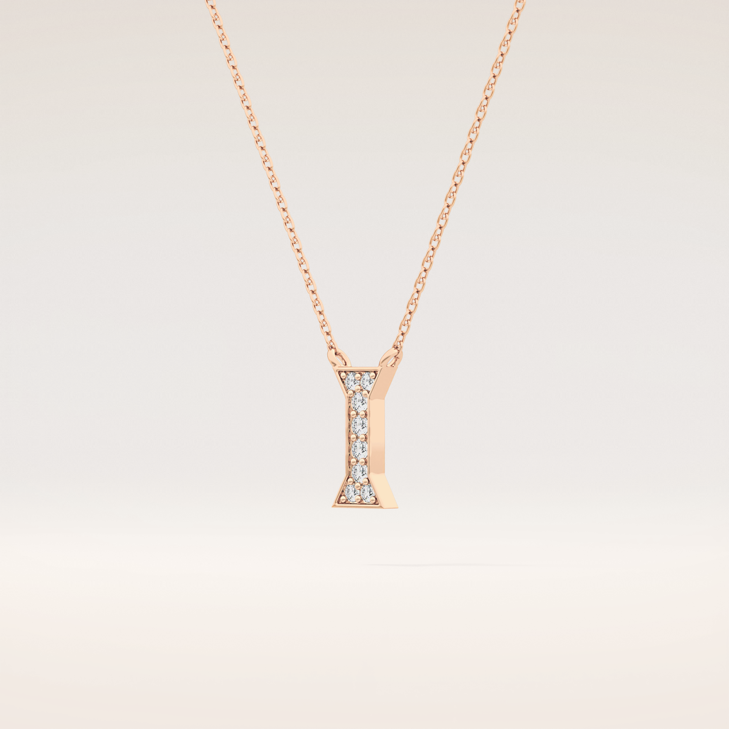 0.083 TCW Round Cut Moissanite I Initial Pendant Necklace