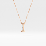 0.083 TCW Round Lab Grown Diamond I Initial Pendant Necklace