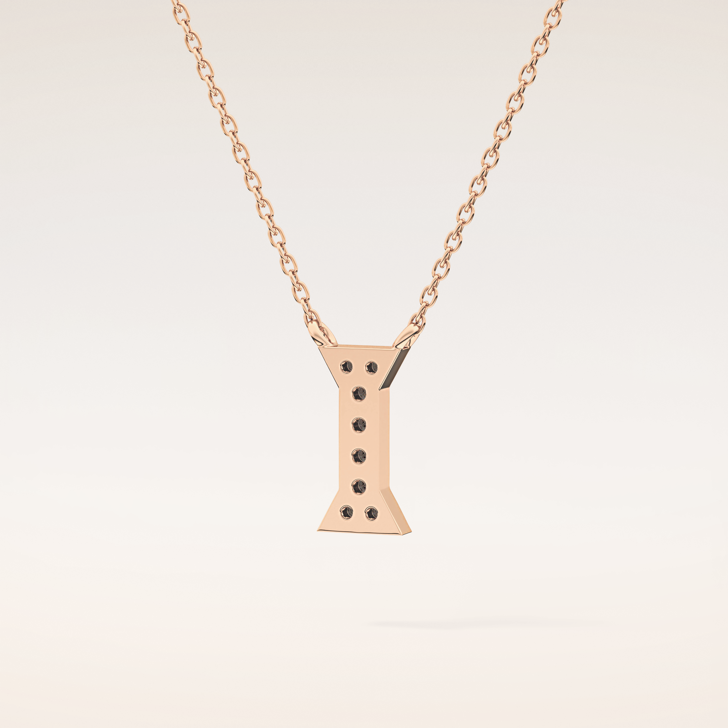 0.083 TCW Round Cut Moissanite I Initial Pendant Necklace