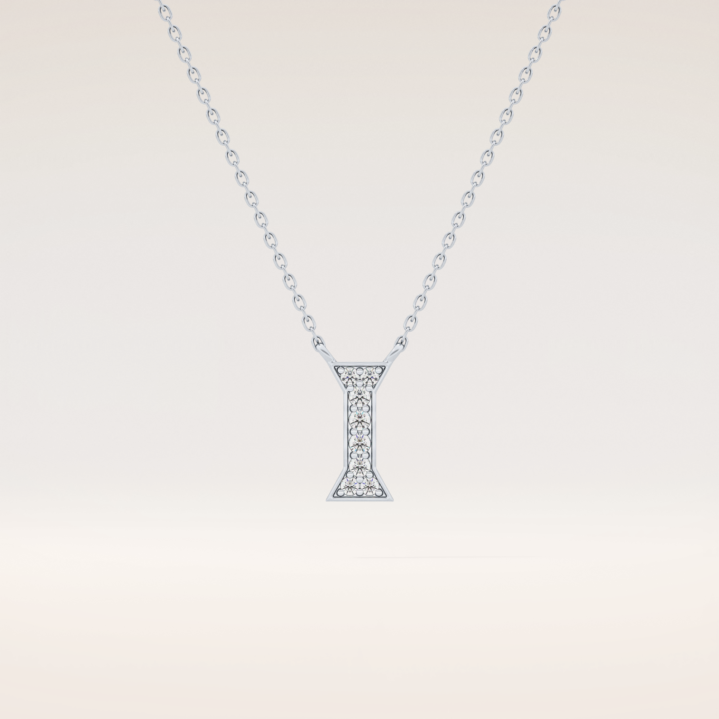 0.083 TCW Round Cut Moissanite I Initial Pendant Necklace