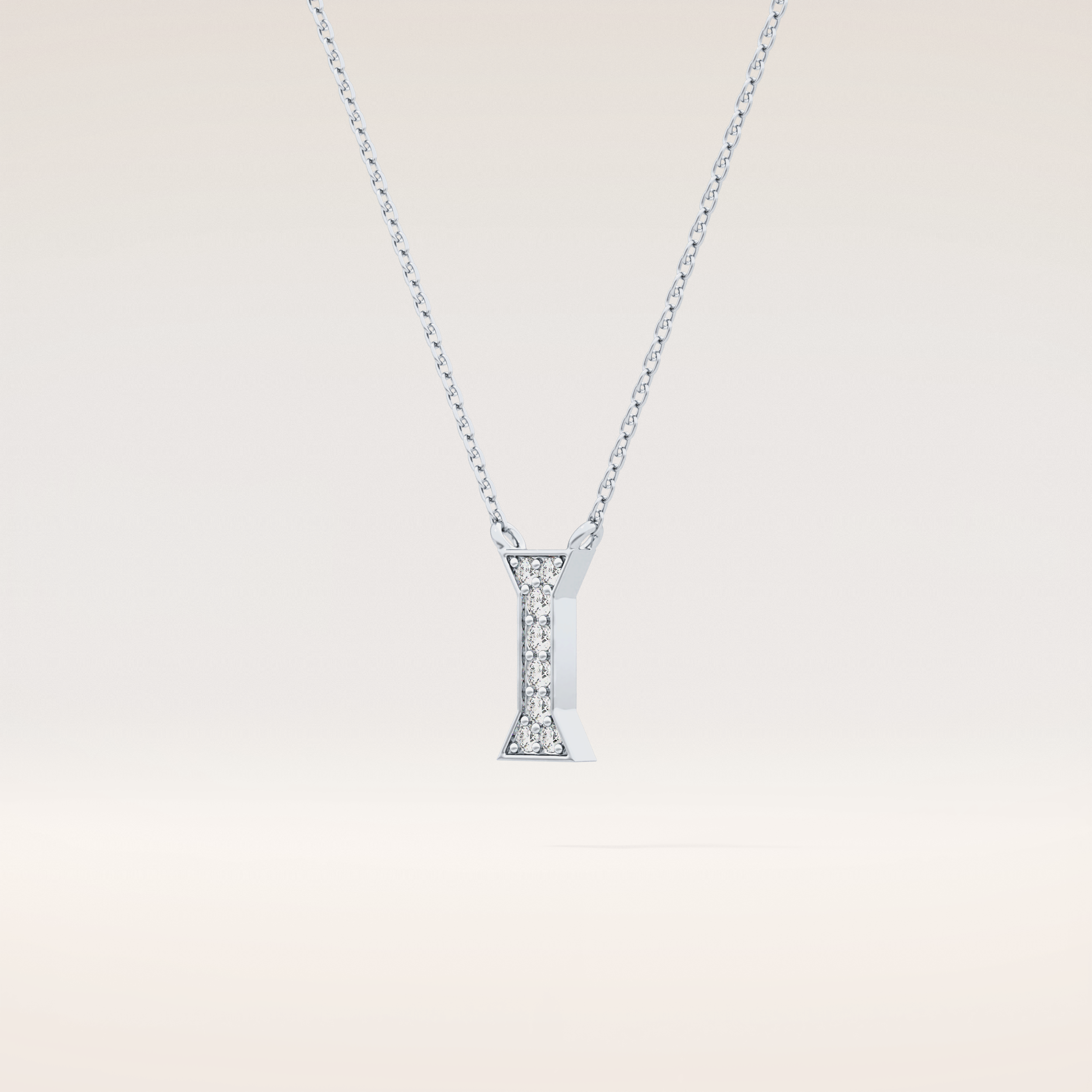 0.083 TCW Round Cut Moissanite I Initial Pendant Necklace