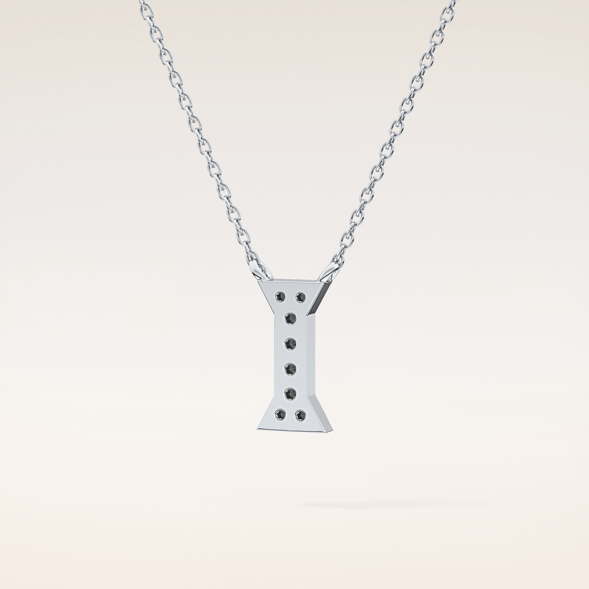0.083 TCW Round Cut Moissanite I Initial Pendant Necklace