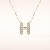 0.36 TCW Round Cut Moissanite H Initial Pendant Necklace