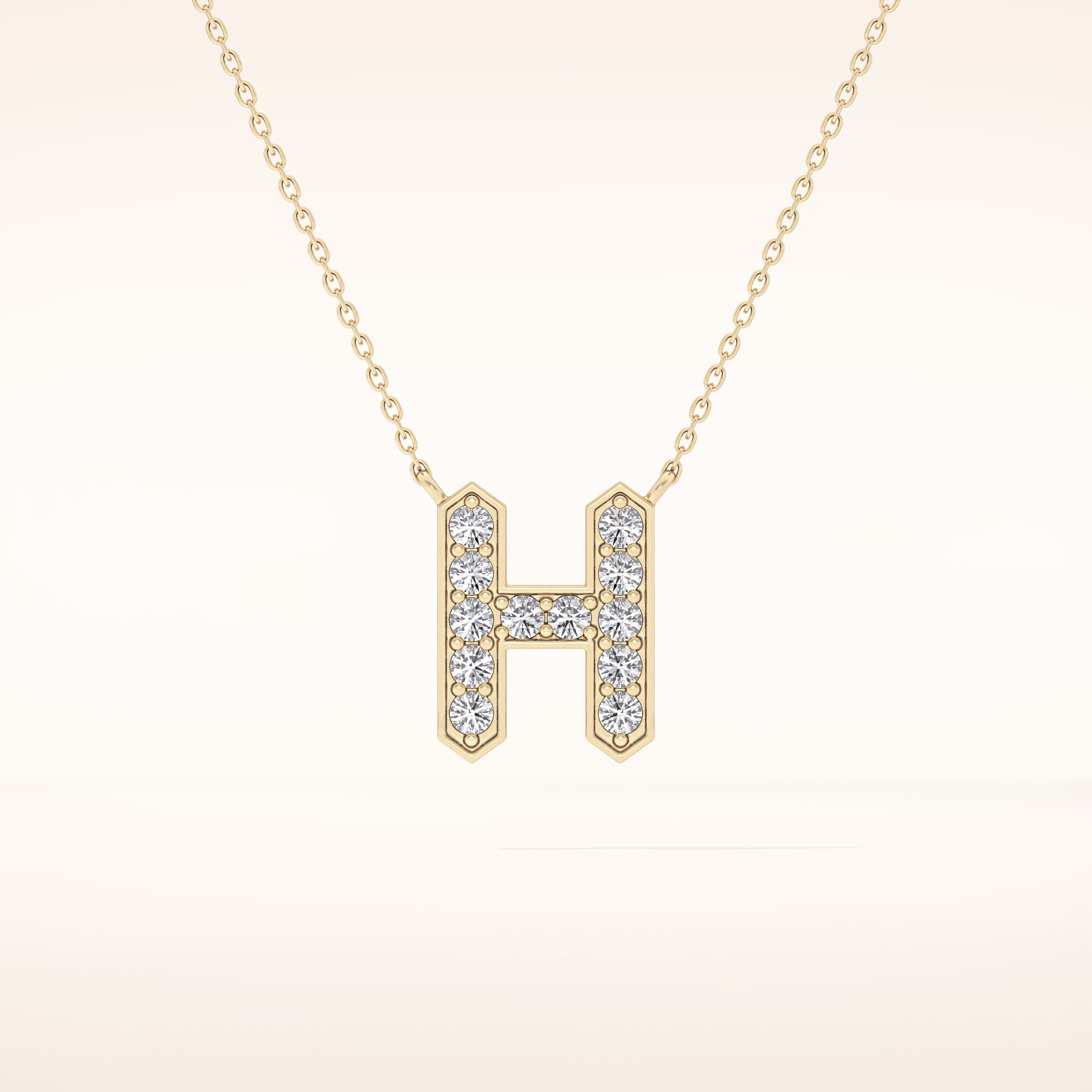 0.36 TCW Round Cut Moissanite H Initial Pendant Necklace