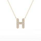 0.36 TCW Round Lab Grown Diamond H Initial Pendant Necklace