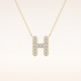 0.36 TCW Round Cut Moissanite H Initial Pendant Necklace