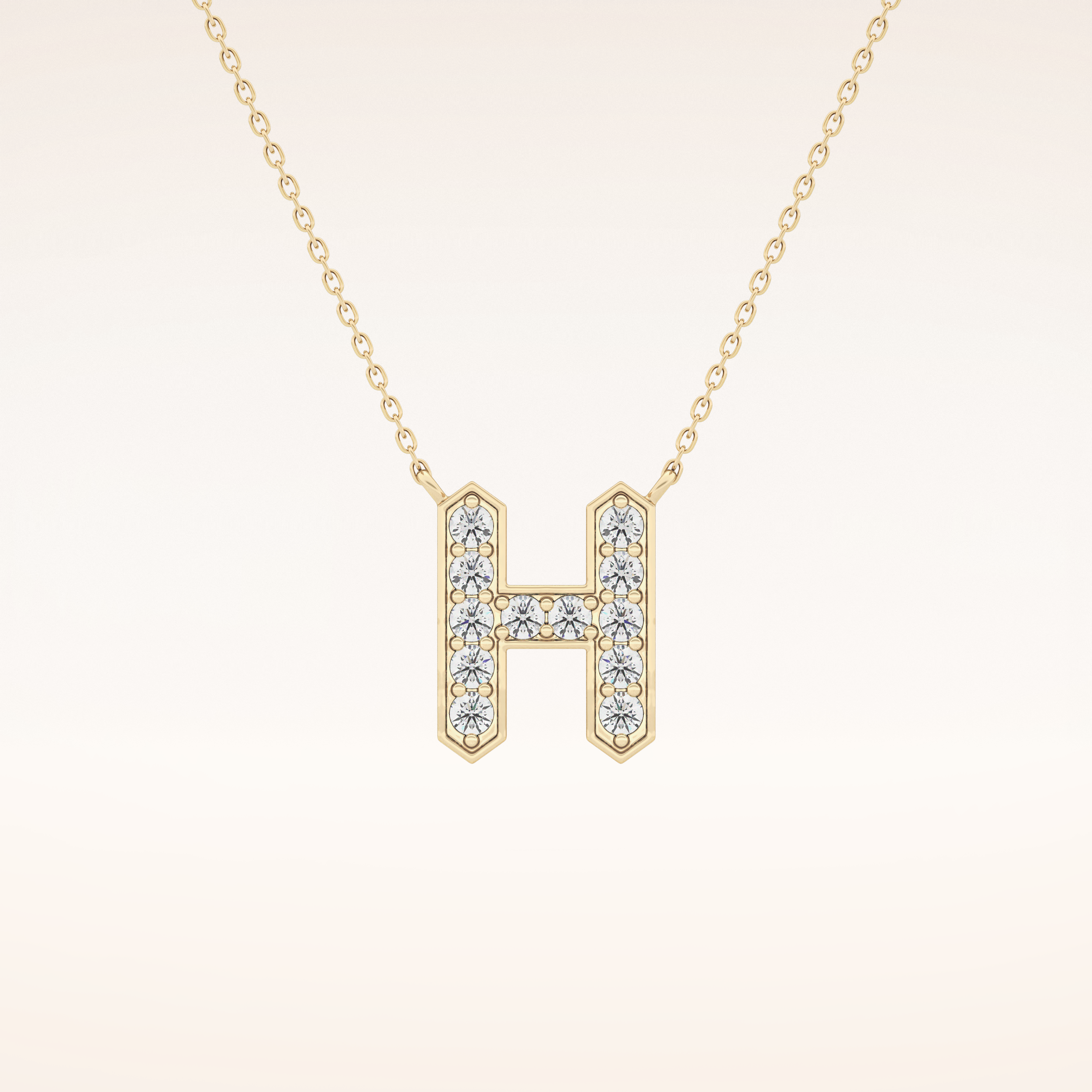 0.36 TCW Round Cut Moissanite H Initial Pendant Necklace