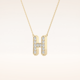 0.36 TCW Round Cut Moissanite H Initial Pendant Necklace