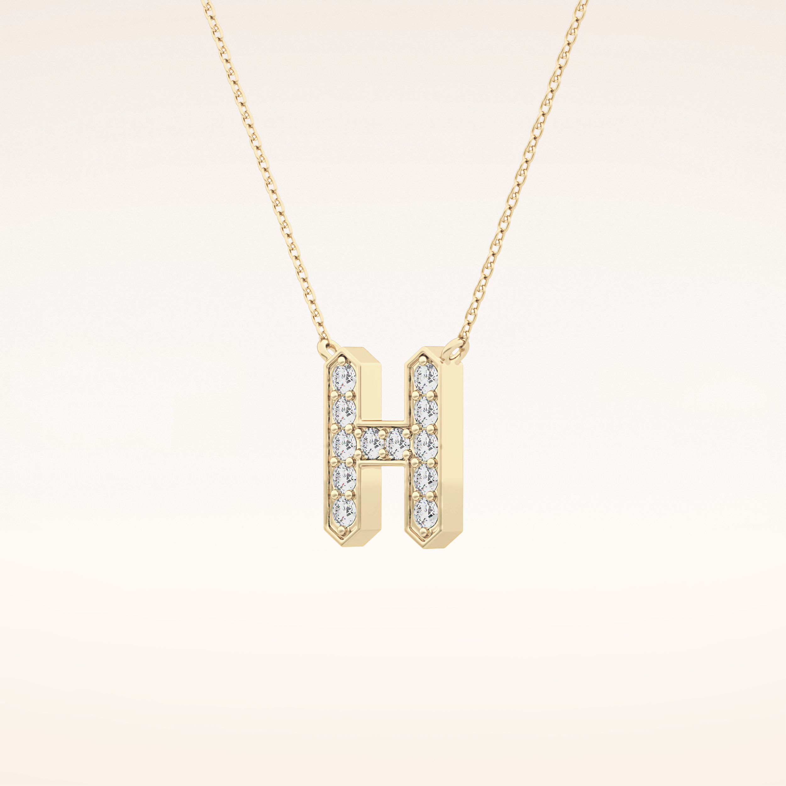 0.36 TCW Round Cut Moissanite H Initial Pendant Necklace
