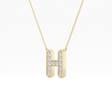 0.36 TCW Round Lab Grown Diamond H Initial Pendant Necklace