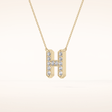 0.36 TCW Round Cut Moissanite H Initial Pendant Necklace