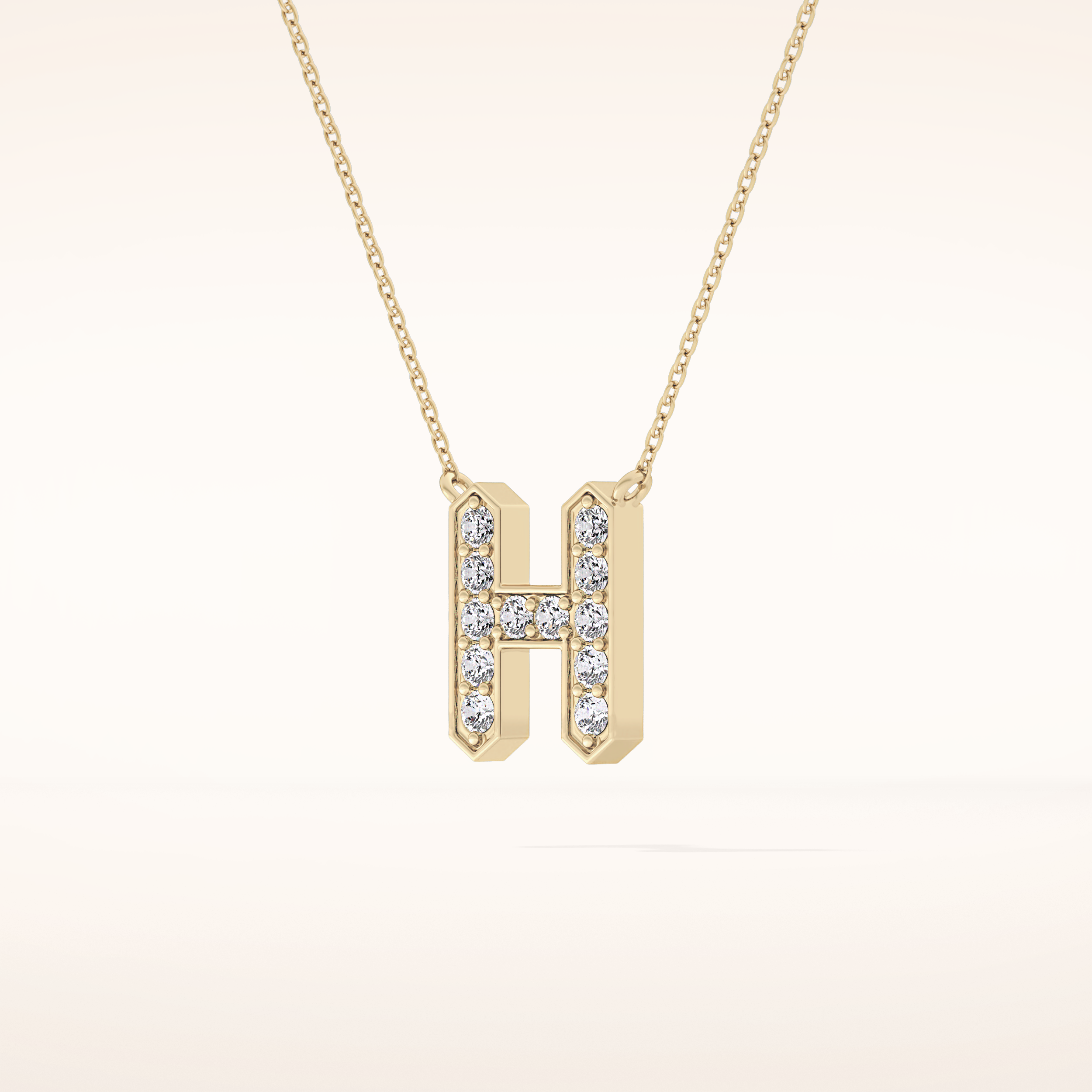 0.36 TCW Round Cut Moissanite H Initial Pendant Necklace