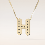 0.36 TCW Round Cut Moissanite H Initial Pendant Necklace