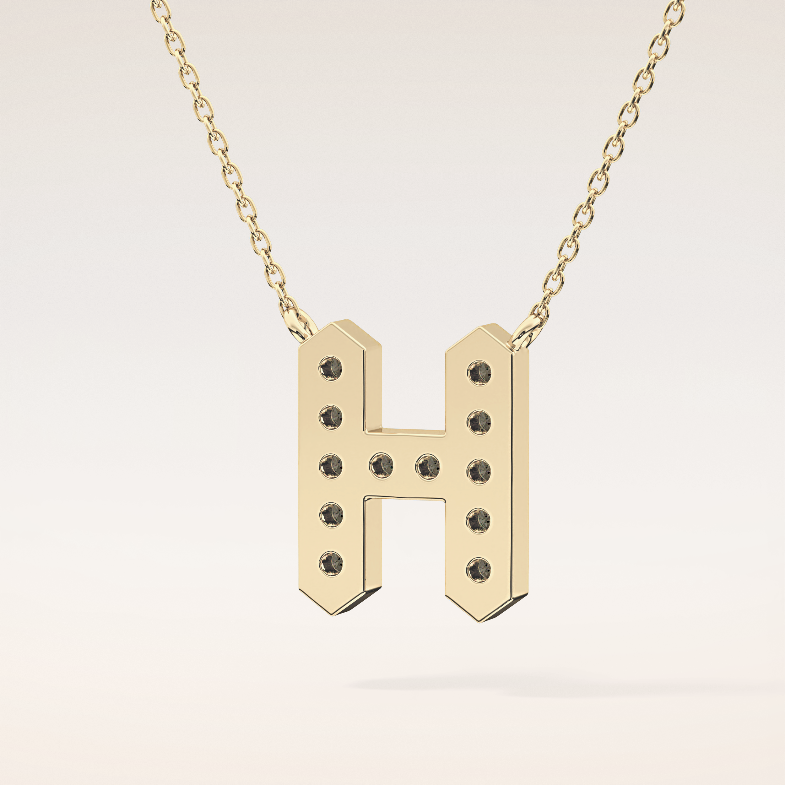 0.36 TCW Round Cut Moissanite H Initial Pendant Necklace
