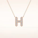 0.36 TCW Round Cut Moissanite H Initial Pendant Necklace