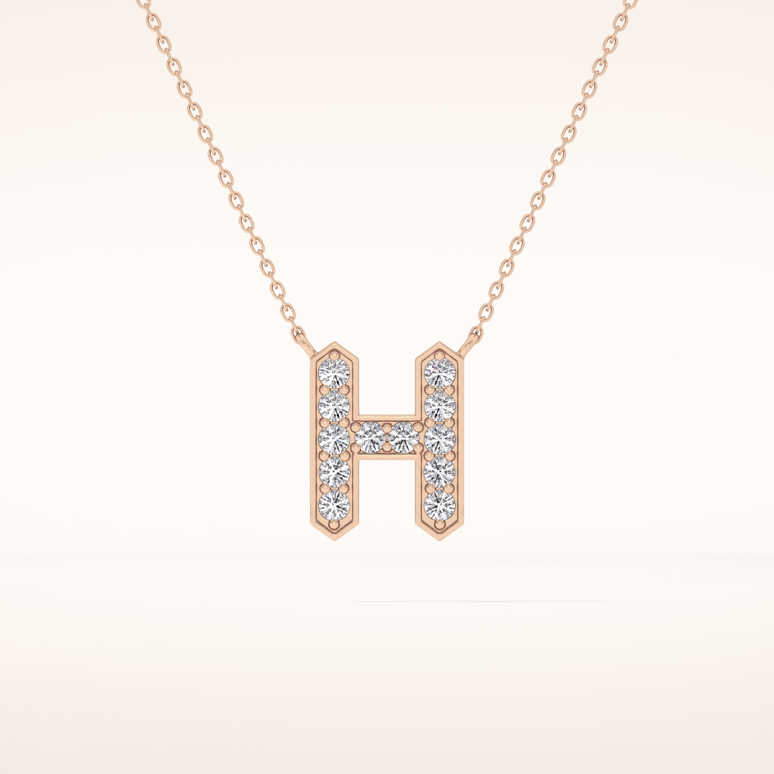 0.36 TCW Round Cut Moissanite H Initial Pendant Necklace