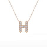0.36 TCW Round Lab Grown Diamond H Initial Pendant Necklace