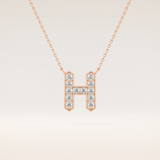 0.36 TCW Round Cut Moissanite H Initial Pendant Necklace
